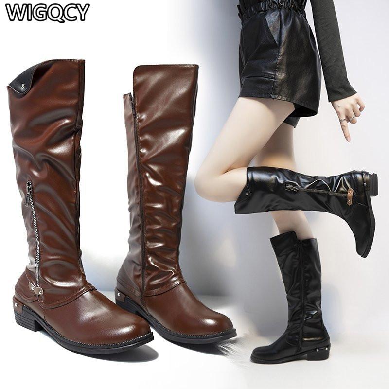 2020 Autumn Winter Large Size 43 Women's Leather Round Toe Thick Heel Mid-Tube Boots Women's Fashion Double Zipper Boots, Black
2020 Autumn Winter Large Size 43 Women's Leather Round Toe Thick Heel Mid-Tube Boots Women's Fashion Double Zipper Boots, Black