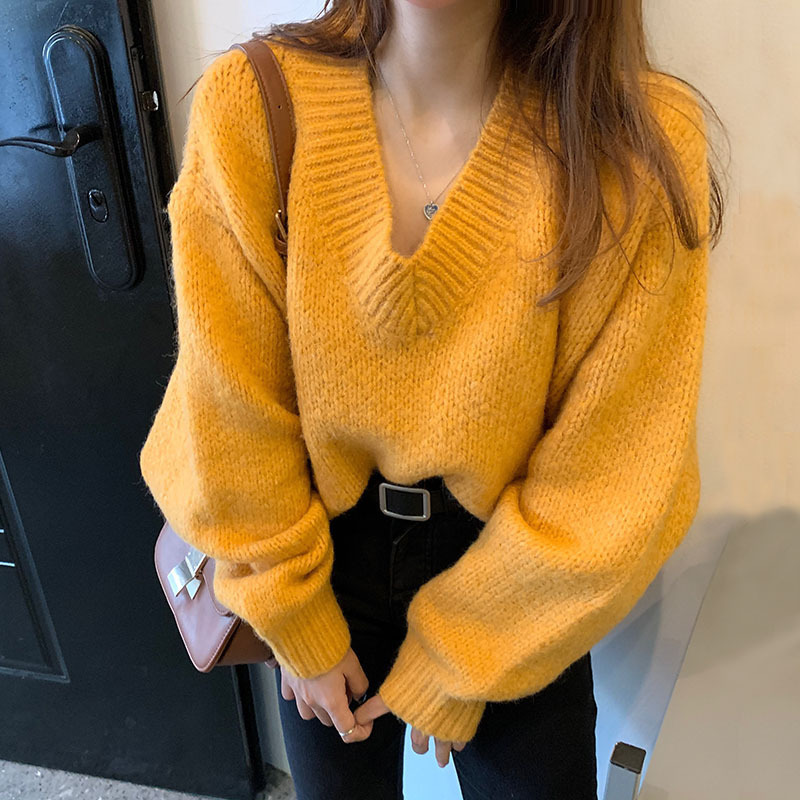 New 2021 Autumn Loose female with low-necked v casual blouses long sleeve fashion outerwear thick sweater, Pink purple
New 2021 Autumn Loose female with low-necked v casual blouses long sleeve fashion outerwear thick sweater, Pink purple
