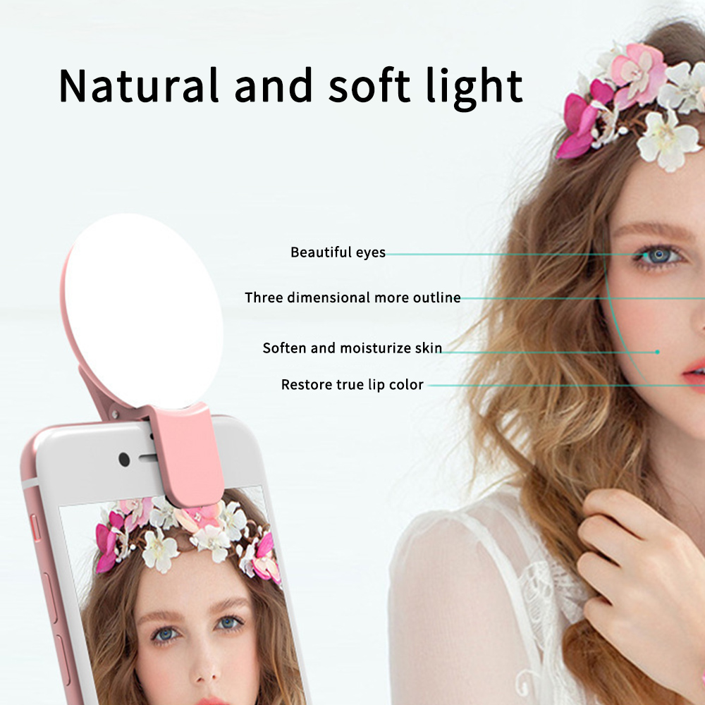 USB charge LED Selfie Ring Light for Iphone Supplementary Lighting Selfie Enhancing Fill Light For Phones Samsung Portable Clip Lamp