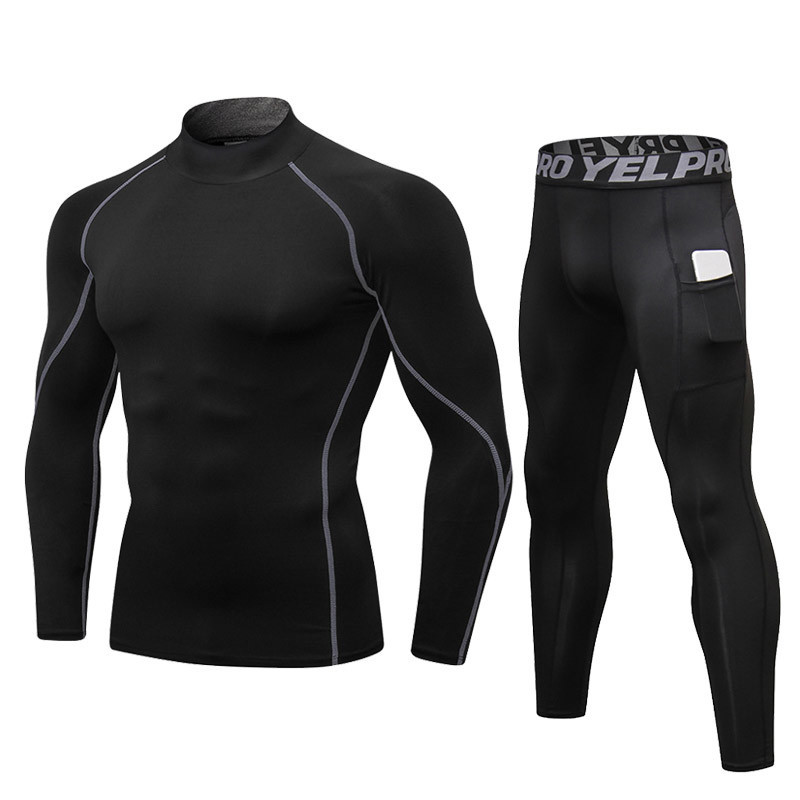 IEMUH High Collar Winter Thermal Underwear Men Long Johns Men Rashgard Shirt+pants Sets Warm Compression Underwear Thermo Men 201023