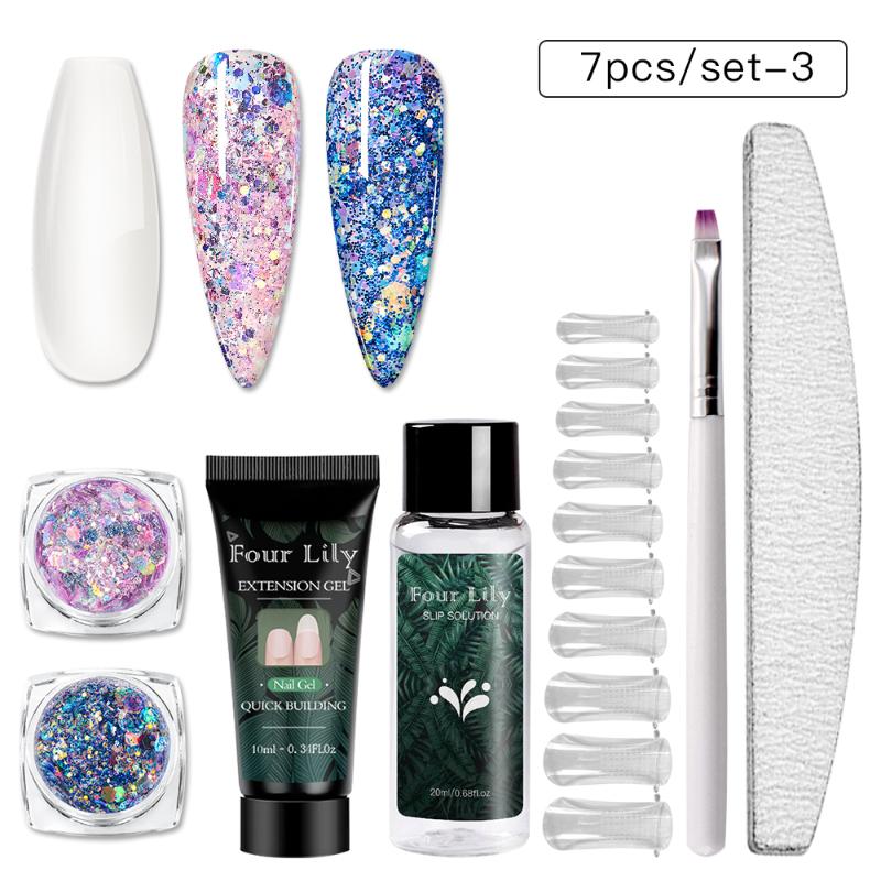 Four Lily Nail Extension Gel Set Glitter Sequins Builder Nail Gel All For Manicure Design Extension UV for Nails, Zh14422
Four Lily Nail Extension Gel Set Glitter Sequins Builder Nail Gel All For Manicure Design Extension UV for Nails, Zh14422