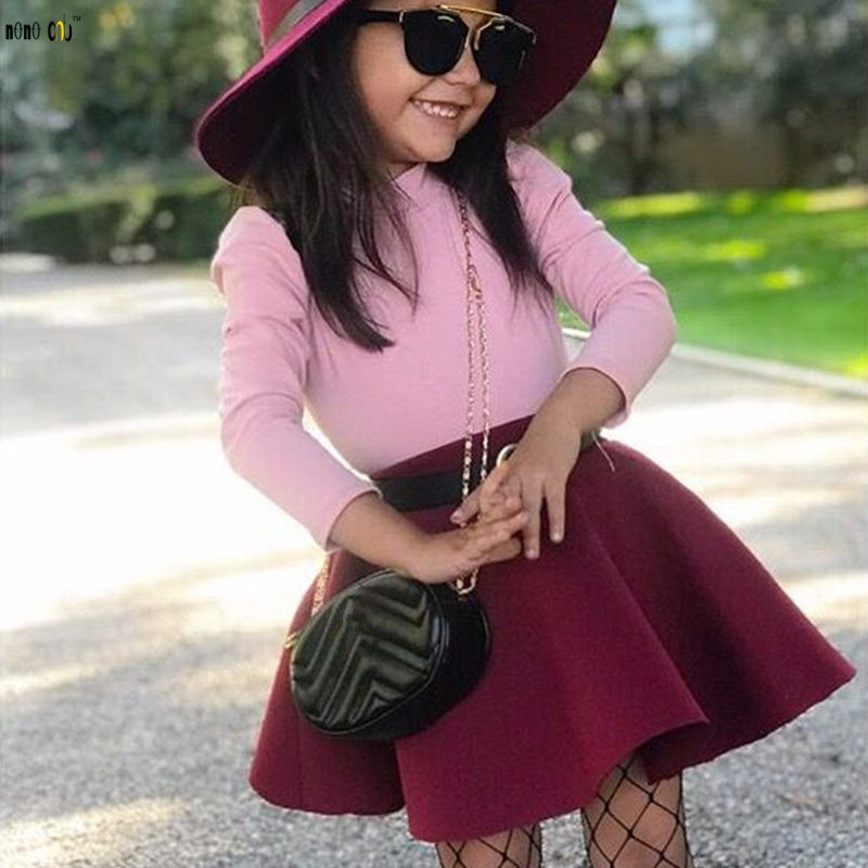 2 pcs Kids Clothing Sets Girls Long Sleeve Tops + Skirt Solid Cute Princess Fall Child Girl Clothes Outfit 3 4 5 6 7 8 Years 201031