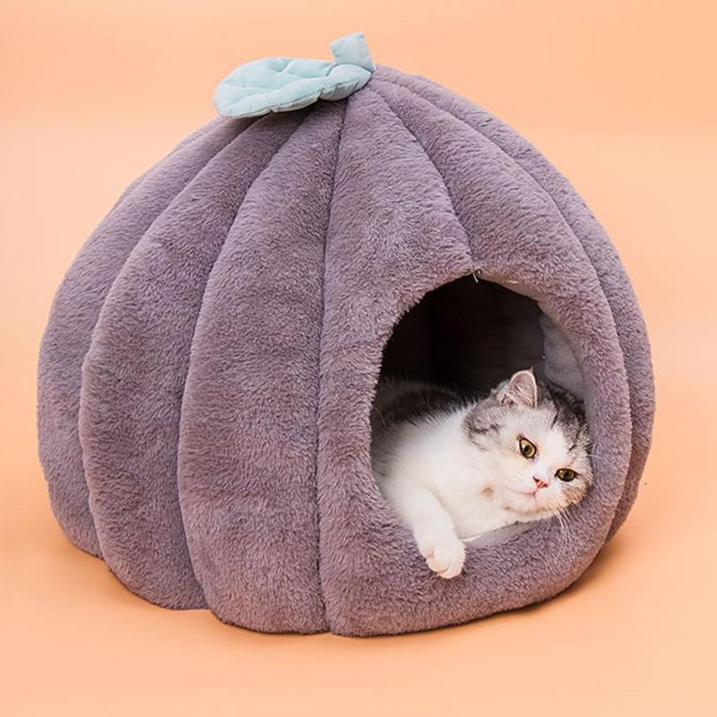 

Cute Pumpkin Shape Pet Cat Dog Soft Plush House Cave Sleeping Bed Winter Warm Cat Dog Kitten Puppy Tent Nest Kennel Pet House