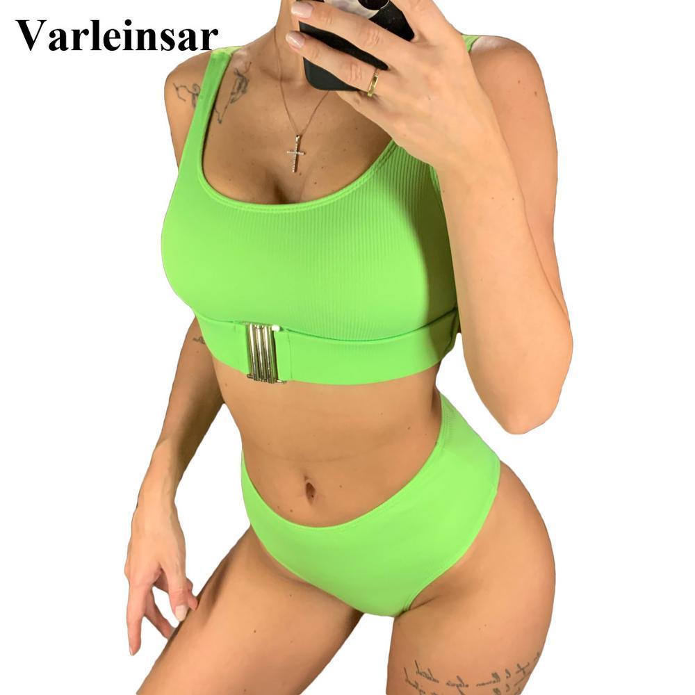 4 colors Ribbed Swimsuit High Waist Bikini Women Swimwear Two-pieces Bikini set Bather High Waist Bathing Suit Swim Wear V1664 Y200319, Black
4 colors Ribbed Swimsuit High Waist Bikini Women Swimwear Two-pieces Bikini set Bather High Waist Bathing Suit Swim Wear V1664 Y200319, Black