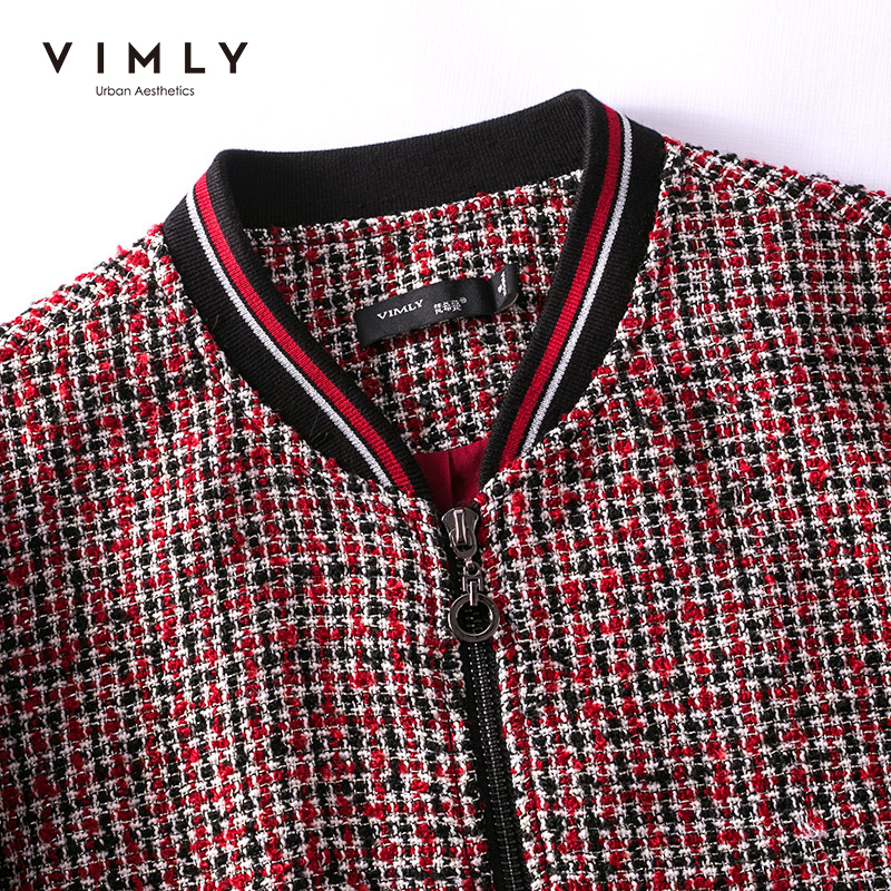 Vimly Spring Autumn Retro Thread Short Jacket Fashion Women Stand Collar Zipper Patchwork Loose Casual Femme Veste 98686 201112