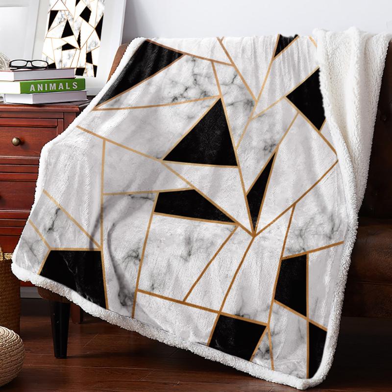 

Marble Texture White Black Squares Throw Blanket Bedspread Coverlet Soft Warm Fleece Blanket Christmas Decor Blankets for Beds