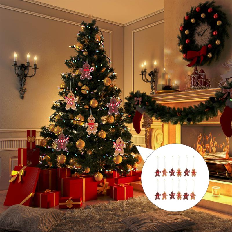 12 pcs Christmas Pendant Christmas Tree Ornament Xmas Gingerbread Man Adornment
