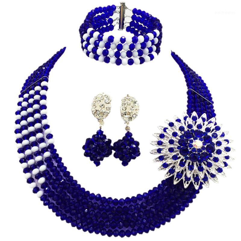 Earrings & Necklace Fashion Royal Blue White Costume African Jewelry Set Nigerian Beads Wedding Bracelet Sets 5JZ10, Silver
Earrings & Necklace Fashion Royal Blue White Costume African Jewelry Set Nigerian Beads Wedding Bracelet Sets 5JZ10, Silver