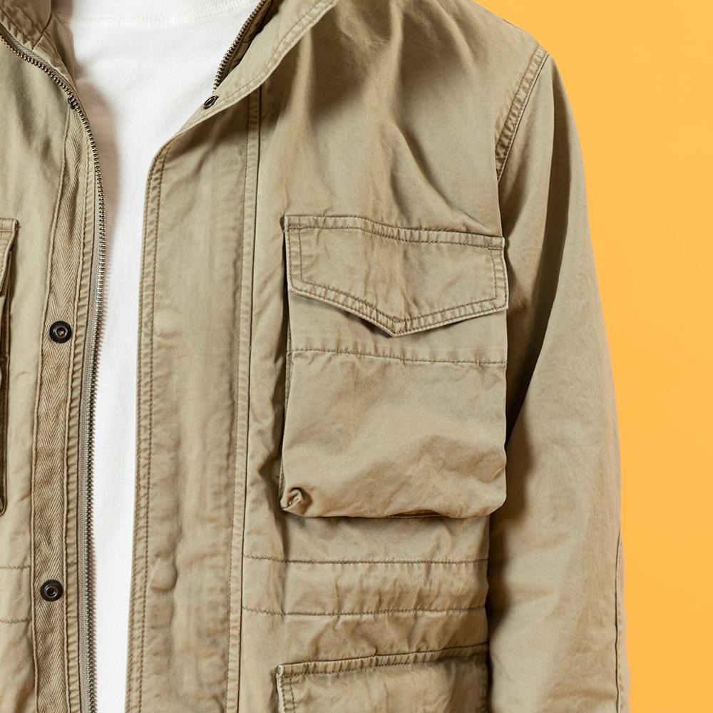 Autumn Winter Padded Military Flap Pockets Field Jacket Men Vintage Aesthetics Cargo Outerwear Plus Size Coats 201218
