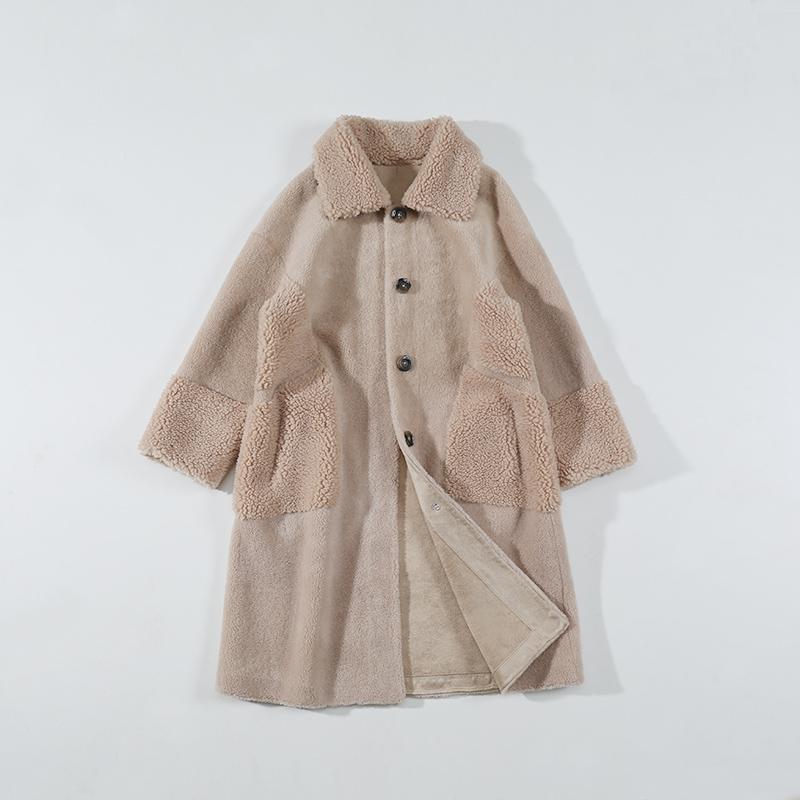 Sheep Wool Coat Women's Long Hepburn Style Woven Grain Wool Fur Coat Lamb Composite Fur One, Camel
Sheep Wool Coat Women's Long Hepburn Style Woven Grain Wool Fur Coat Lamb Composite Fur One, Camel