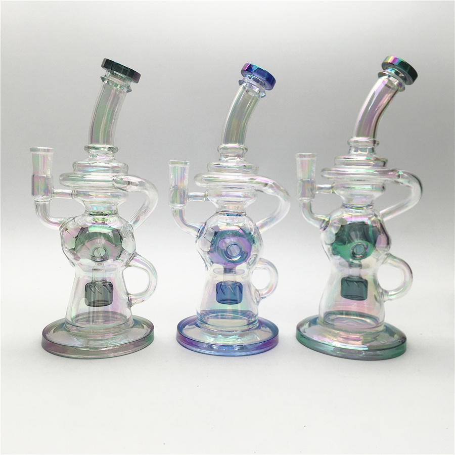 Electroplated Glass Bong Recycler Dab Rig Recycler Bongs Smoking pipe with 14mm bowl and 1 downstem 1 Quartz Banger for gift
Electroplated Glass Bong Recycler Dab Rig Recycler Bongs Smoking pipe with 14mm bowl and 1 downstem 1 Quartz Banger for gift