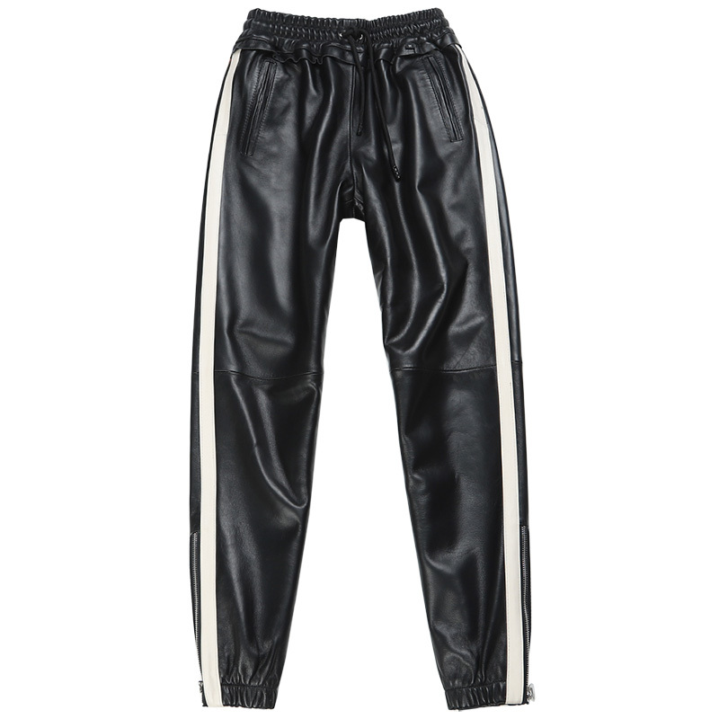 Real striped elastic seam genuine sheep women's were thin leather pants with f2158 pockets, Blake
Real striped elastic seam genuine sheep women's were thin leather pants with f2158 pockets, Blake