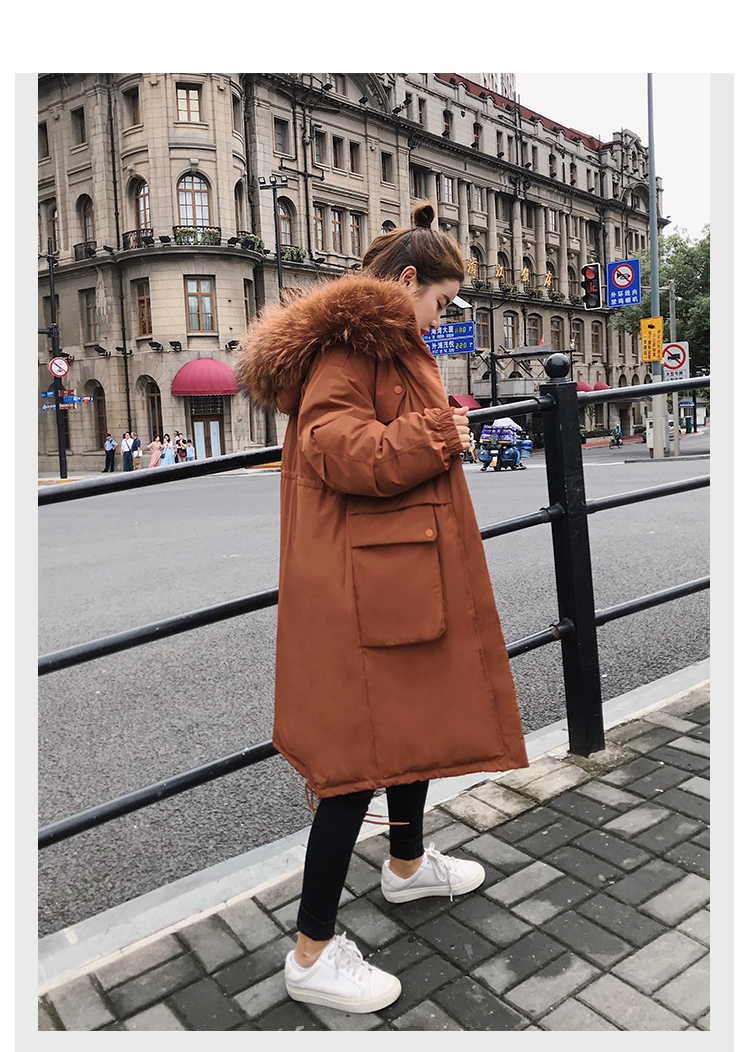 Fashion Women Winter Jacket Oversized Loose Hooded With Fur Collar Female Coat Long Cotton Padded Parka 201019