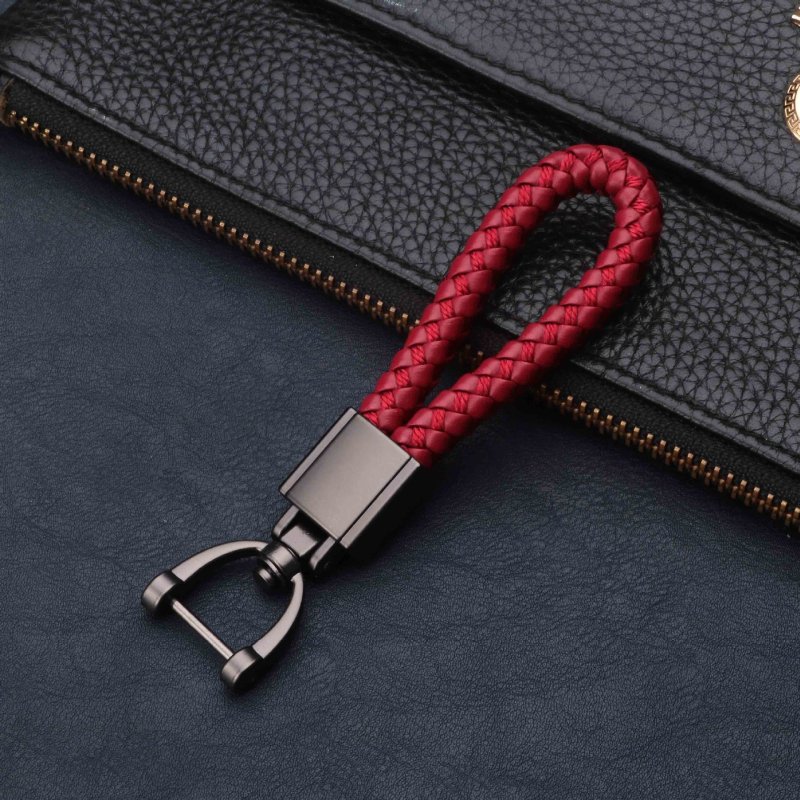 Creativity Colorful Leather Car Keychain Lost-proof Zinc Alloy Key Chain with Screwdriver