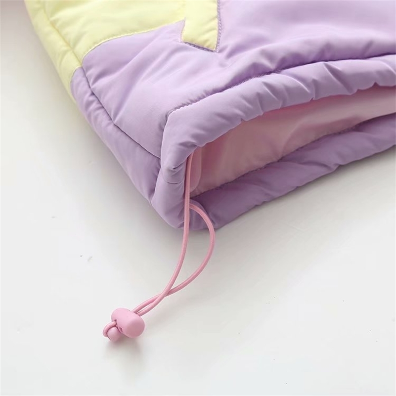 Flectit Lazy Pastel Puffer With Hood Warm Padded Coat Women Winter Rainbow Bomber Jacket Harajuku * Y201001