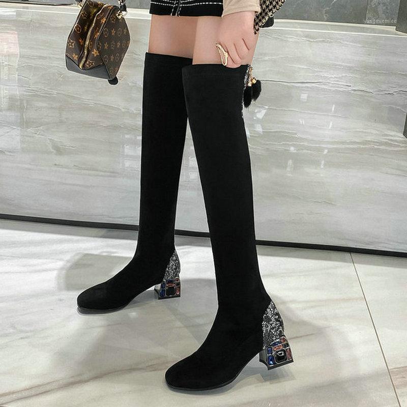 2020 Women Faux Suede Over the Knee Boots Fashion Square Heel Crystal Stretch Boots Zipper Ladies Shoes Big Size 34-431, Black
2020 Women Faux Suede Over the Knee Boots Fashion Square Heel Crystal Stretch Boots Zipper Ladies Shoes Big Size 34-431, Black