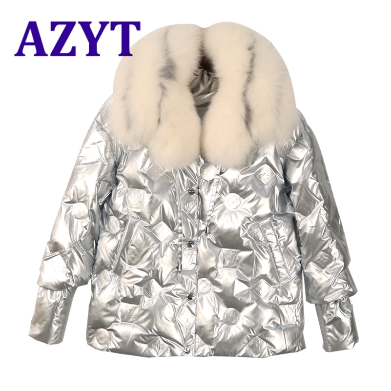 High Quality Big Fur Collar Winter Jacket Women Winter Warm Down Parka Coat Casual Polyester Zipper Down Jacket Female 201217