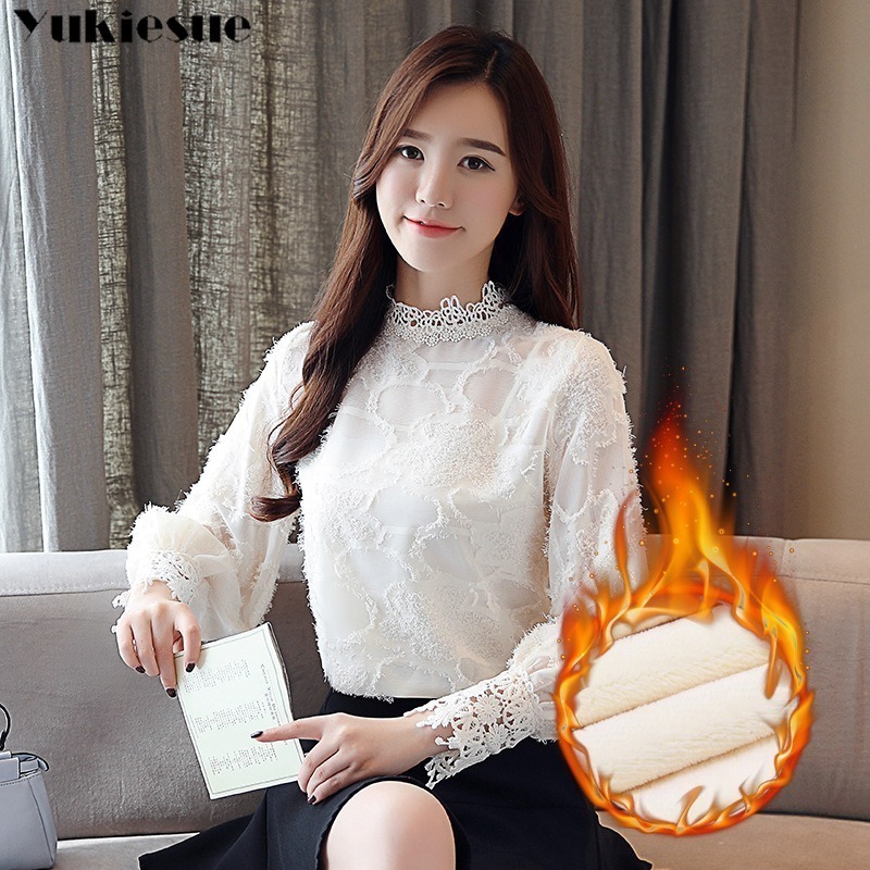 fashion woman blouses winter thick lace chiffon blouse shirt plus size women tops long sleeve blouse wome shirts blusas 201125