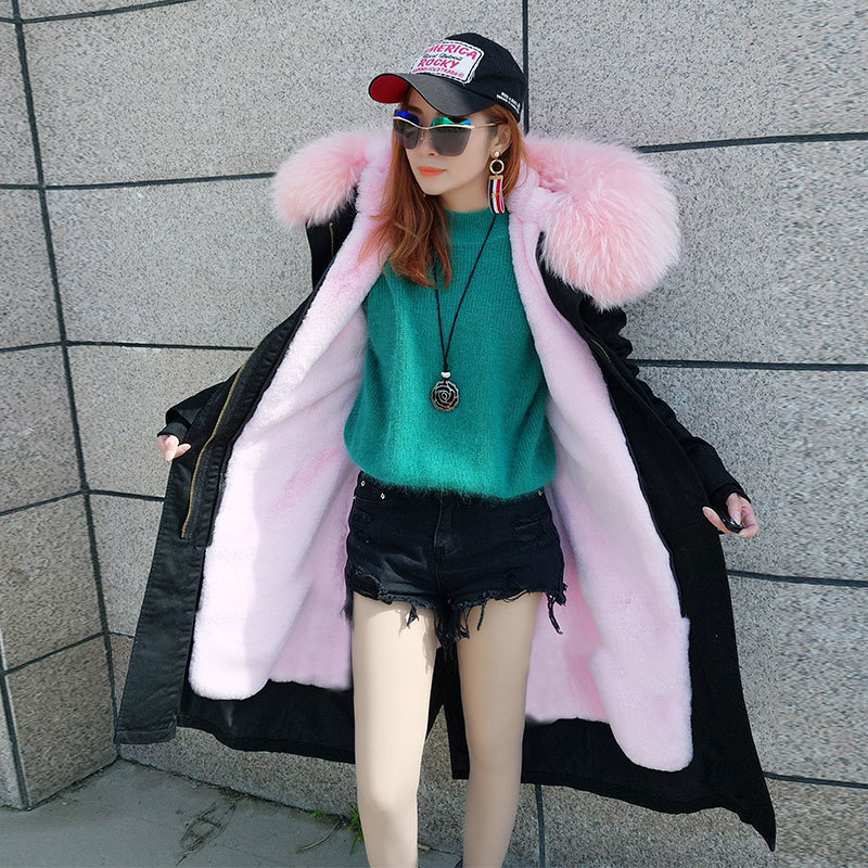 Over the knee X-Long parka real fur coat winter jacket women raccoon fur collar Lined with fux fur parkas 201126