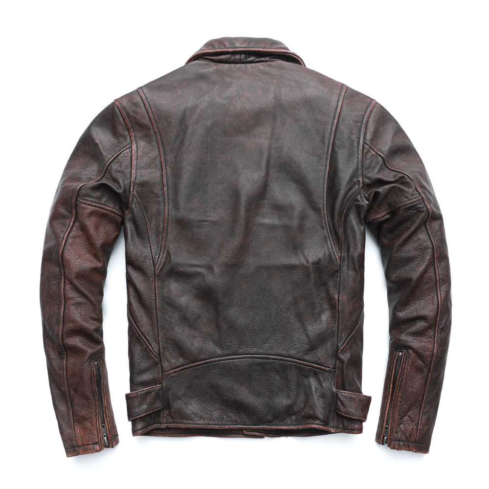Vintage Motorcycle Jacket Men Genuine Leather Jackets 100% Cowhide Leather Coat Winter Biker Jacket Moto Clothing M456 201128