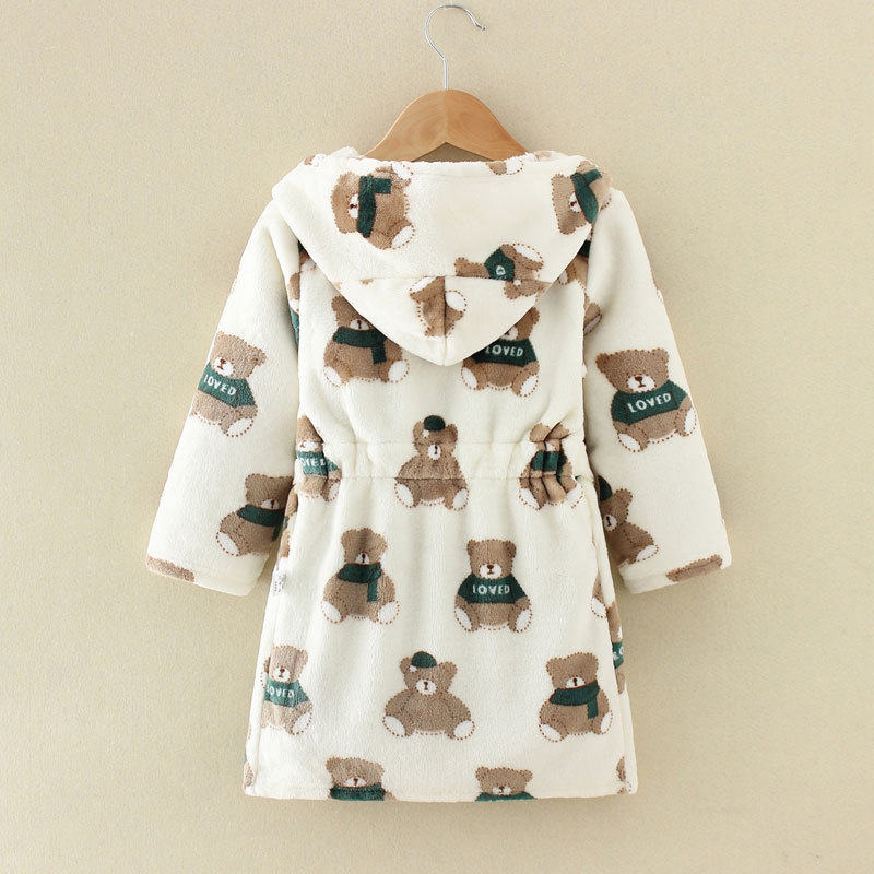 Long Sleeve Hooded Children's Bathrobe Cartoon Print Kids Robe Lovely Animal Boy Bath Robe Spring Autumn Girls Bathrobe LJ201216