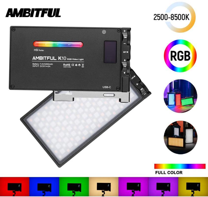 AMBITFUL K10 RGB 2500K-8500K Dimmable Full Color LED Video Light Photography Video Studio DSLR Camera Light PK BOLING BL-P1
AMBITFUL K10 RGB 2500K-8500K Dimmable Full Color LED Video Light Photography Video Studio DSLR Camera Light PK BOLING BL-P1