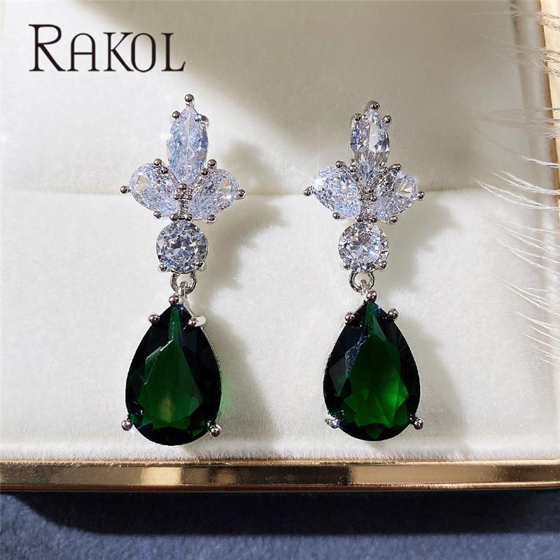 Dangle & Chandelier RAKOL Arrival Green Zircon Water Drop Cz Zirconia Crystal Earrings For Women Fashion Leaf Brides Wedding Jewelry, Silver
Dangle & Chandelier RAKOL Arrival Green Zircon Water Drop Cz Zirconia Crystal Earrings For Women Fashion Leaf Brides Wedding Jewelry, Silver