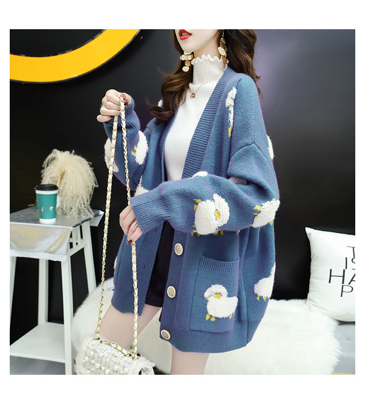 H.SA Women Winter Knit Sweater Coat V neck Sheep Cardigans Christmas Sweaters Warm Knitwear Sueter Mujer Long Jacket 201221