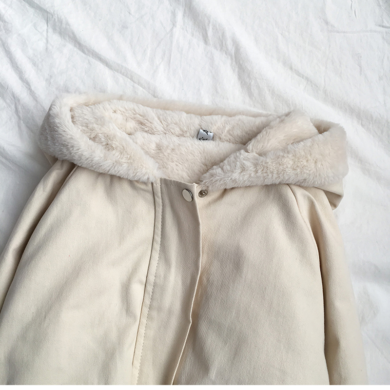 Winter Female Jacket Hooded Warm Down Parka Cotton Coat Women Padded Jacket Wool Women Clothing Big Pocket Parkas Women Outwear 201017