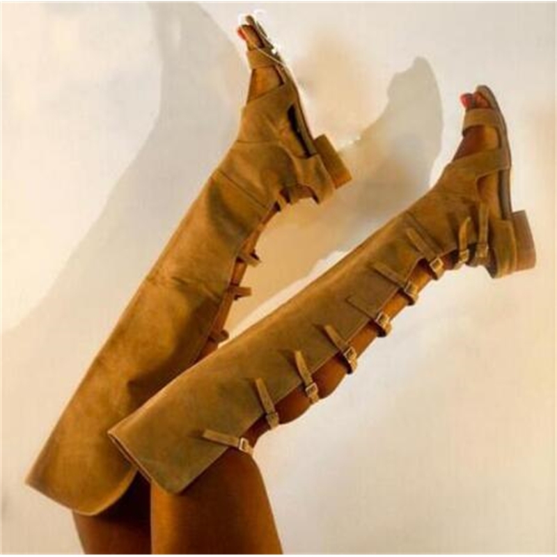 Sued Summer Camel on Knee Sexy Open-toed Back Buckle, Gladiator Belt Sandal Clipped Woman's Flat Boots Ztjp, As pic
Sued Summer Camel on Knee Sexy Open-toed Back Buckle, Gladiator Belt Sandal Clipped Woman's Flat Boots Ztjp, As pic