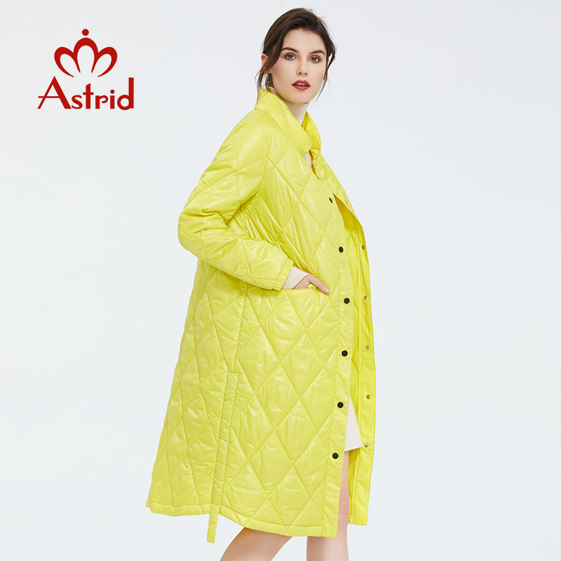 Astrid Spring Women Parka Coat Warm Jacket Women Thin Cotton Quilted Coat Standing Collar New Collection big size ZM-7214 201019