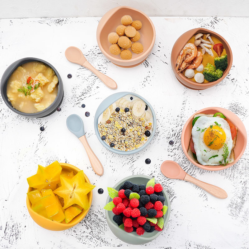 Muslinlife Silicone Baby Feeding Set Waterproof Spoon Non-Slip Feedings Silicone Bowl Tableware Teeth Baby Feeding Supplies LJ201221