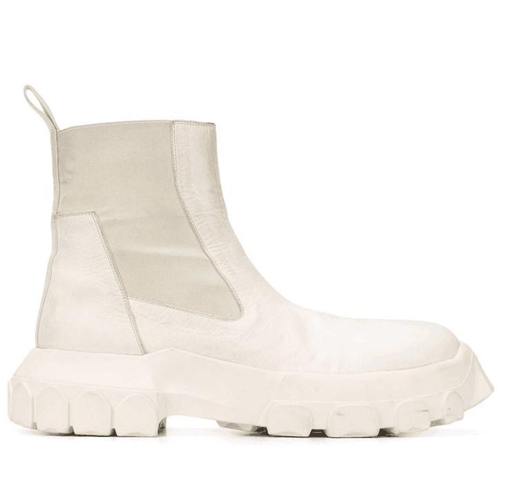 High top men's genuine leather thick bottom increased Martin boots men and women personality plus velvet sleeve short boots