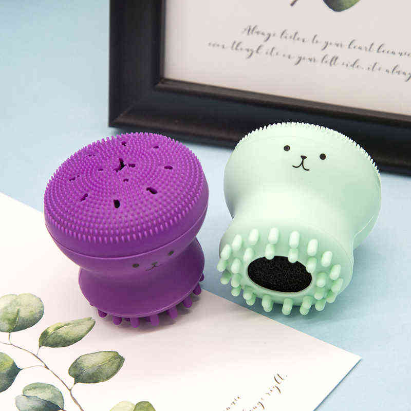 NXY Face Care Devices 1pc Silicone Face Cleansing Brush Facial Cleanser Pore Cleaner Exfoliator Scrub Washing Skin Care Octopus Shape Tslm2 0222