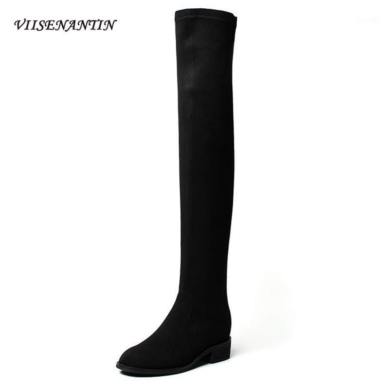 Round Toe Back Zipper Over The Knee Boots Women's Autumn Winter Round Toe Thick Heel Elastic Thin Boots Mid-heel Leather1, Black 
Round Toe Back Zipper Over The Knee Boots Women's Autumn Winter Round Toe Thick Heel Elastic Thin Boots Mid-heel Leather1, Black