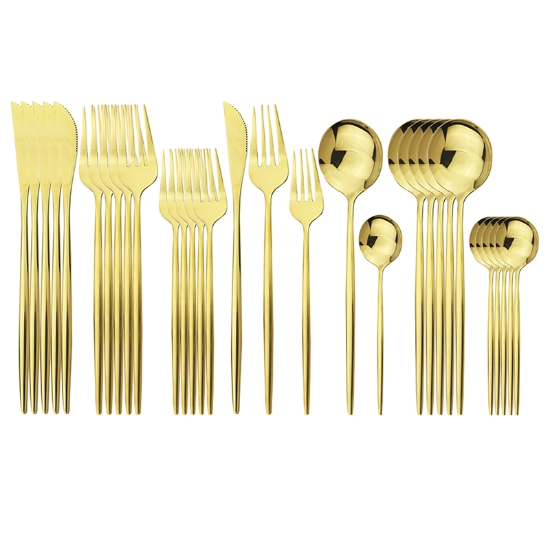 30Pcs Gold Cutlery 18/10 Stainless Steel Dinnerware Knife Dessert Fork Spoon Dinner Silverware Kitchen Tableware Set 201128
30Pcs Gold Cutlery 18/10 Stainless Steel Dinnerware Knife Dessert Fork Spoon Dinner Silverware Kitchen Tableware Set 201128