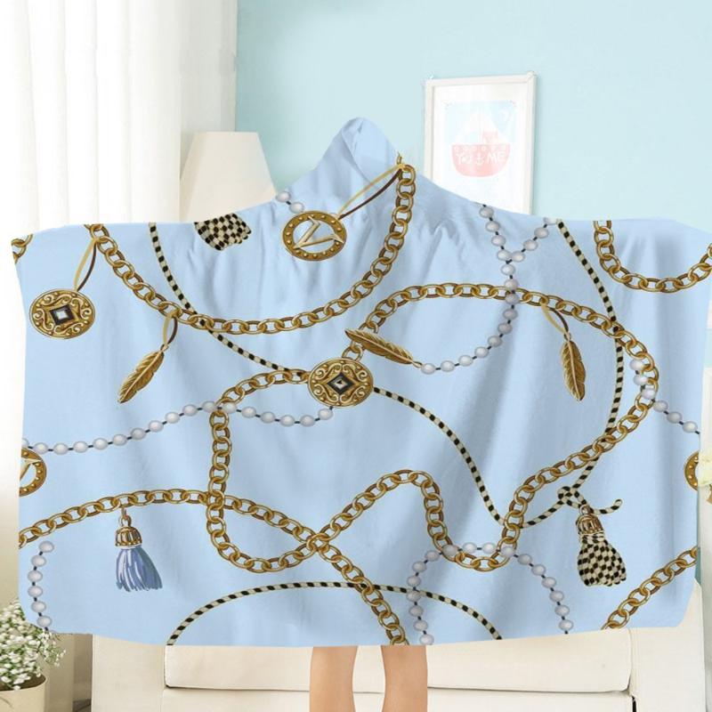 Fashion Gold Chain with Hooded Blanket 3D-printed Pattern Woolen Blanket for Children and Adults Wearable Sofa
Fashion Gold Chain with Hooded Blanket 3D-printed Pattern Woolen Blanket for Children and Adults Wearable Sofa