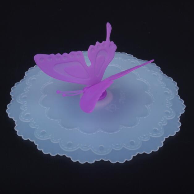 cute butterfly silicone cup cover lids leakproof coffee tea suction lid cap airtight seal cup covers kitchen tools1606963