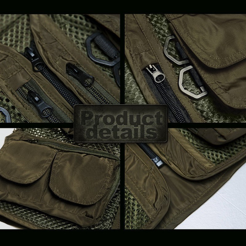 Camo Mesh Multi-Pocketed Fishing And Hunting Vest For Men - Breathable Lightweight