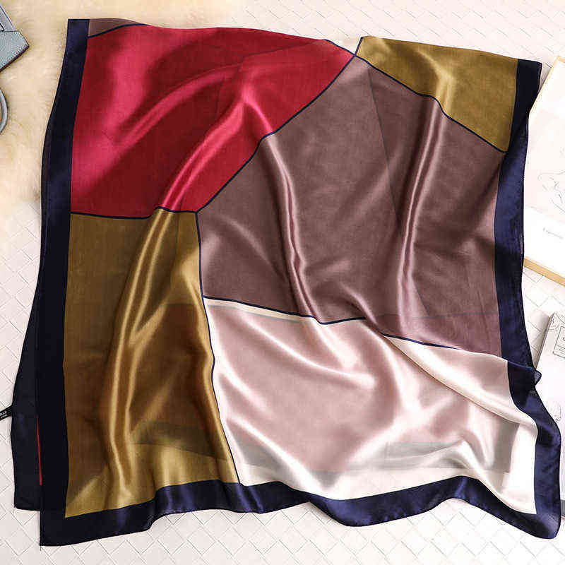 2022 Women Silk Scarf Design Print Female Foulard Hijab Scarfs Summer Lady Shawl Beach Cover-ups Scarves Wraps Neck Headband Y220228