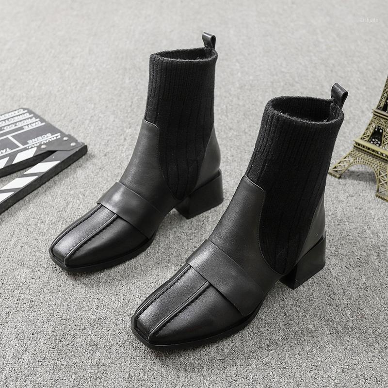 2020 autumn/winter new black square hairline leather elastic boots British wind rough and boots women knit short1, In black velvet
2020 autumn/winter new black square hairline leather elastic boots British wind rough and boots women knit short1, In black velvet