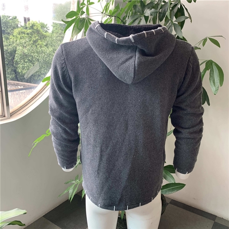 Knitted Sweater Men Hoodie Pullover Jumper Streetwear Cropped Fall Trendy Spliced Plus Size Stitching Hooded Sweatshirt 201118