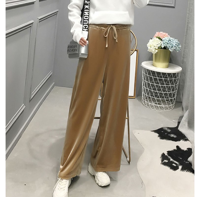 Women Autumn Winter Thick Velvet pants Elastic Waist Trousers Casual Wide leg Pants Plus Size black Loose trousers M-6XL 201228 Z260314