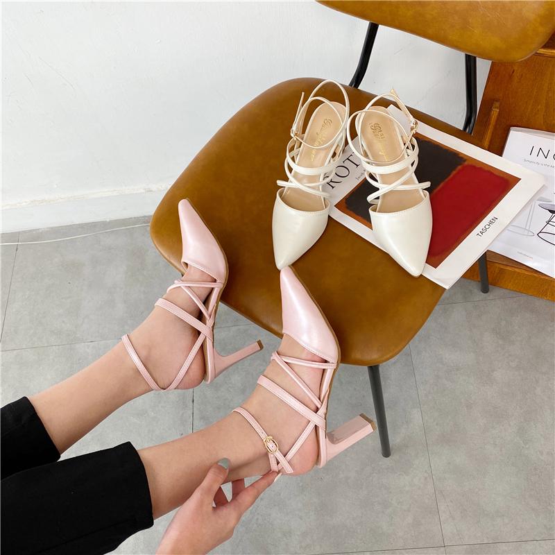 Baotou Fashion Women's High-heeled Sandals Summer 2021 New Women's All-match Pointed Toe Cross Strap Thick Heel High Heels, Rice white
Baotou Fashion Women's High-heeled Sandals Summer 2021 New Women's All-match Pointed Toe Cross Strap Thick Heel High Heels, Rice white