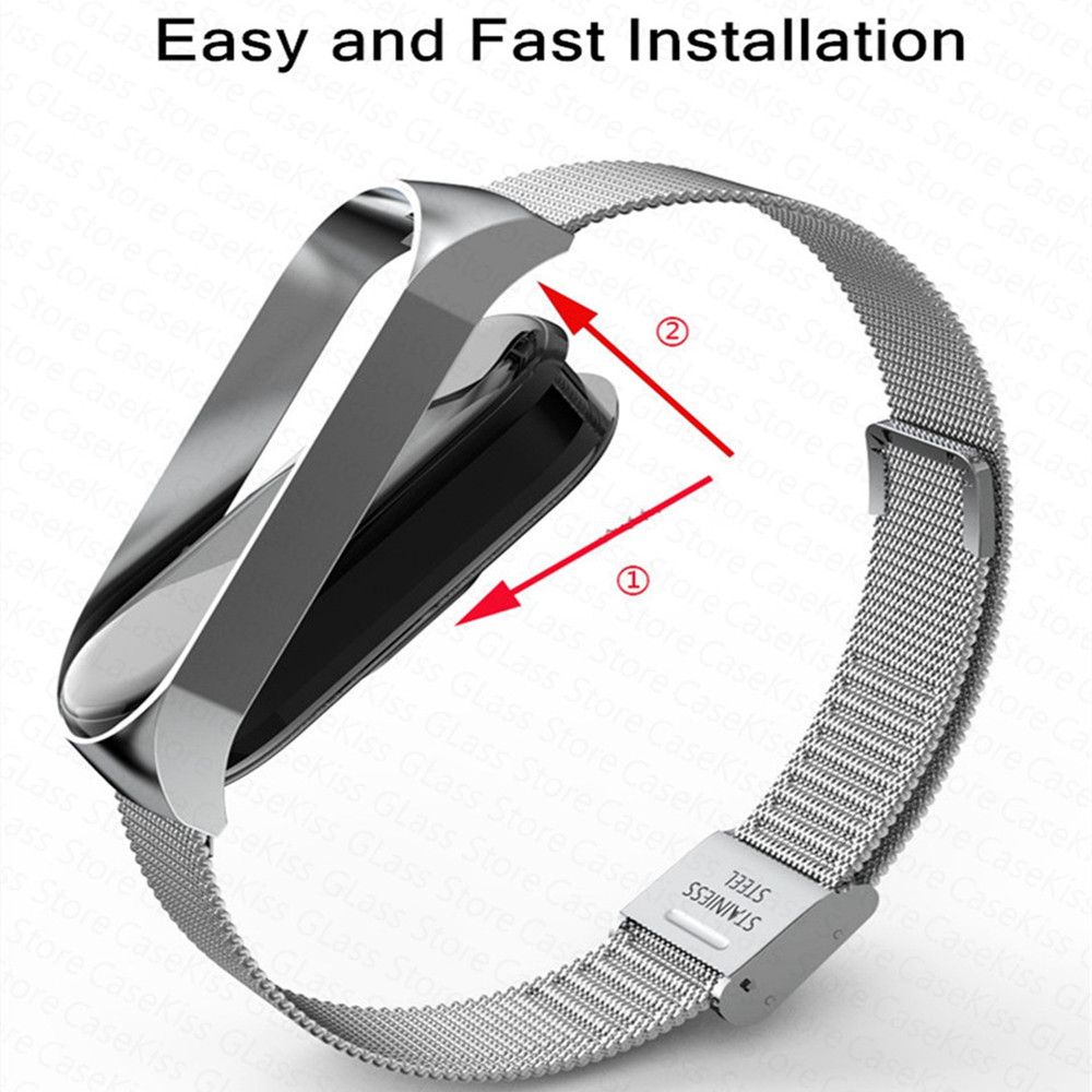 ese For Xiaomi 3 Wrist Metal Bracelet Stainless Steel MIband for Mi Band 4 Strap Wristbands 13 Colors free shipping