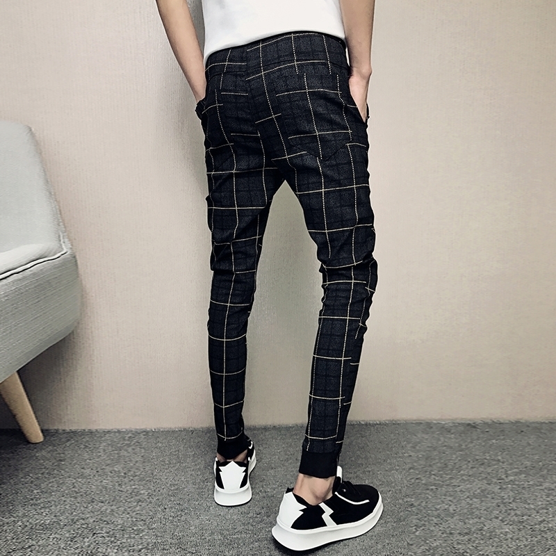 New Pants Men Slim Fit British Plaid Mens Pants Fashion High Quality Summer Casual Young Man Hip Hop Trousers Male Hot Sale 201110