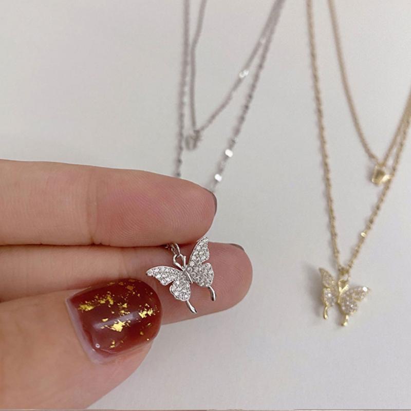 Chains Butterfly Shiny Double Necklace Simple Design Exquisite Clavicle Chain Jewelry Gold And Silver Ladies Gift Accessories
Chains Butterfly Shiny Double Necklace Simple Design Exquisite Clavicle Chain Jewelry Gold And Silver Ladies Gift Accessories