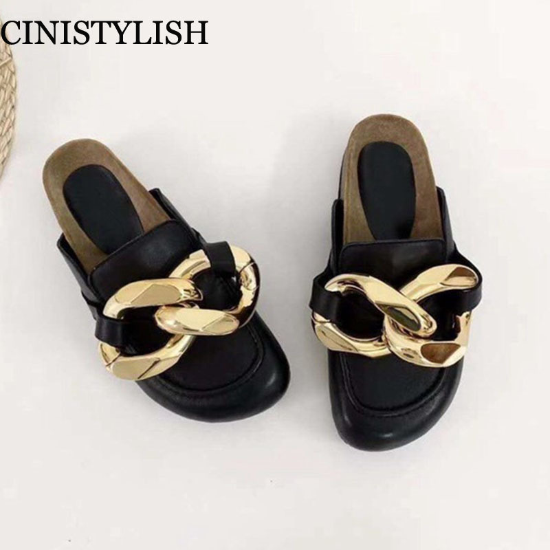 Brand Design Women Slipper Fashion Big Gold Chain Sandals Shoes Round Toe Slip On Mules Flat Heel Casual Slides Flip Flops 2021 Y1120, Black
Brand Design Women Slipper Fashion Big Gold Chain Sandals Shoes Round Toe Slip On Mules Flat Heel Casual Slides Flip Flops 2021 Y1120, Black