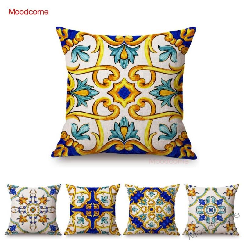 Nordic Watercolor Hand Drawn Italian Brogue Tile Pattern Blue Sofa Throw Pillow Case Home Decoration Cotton Linen Cushion Cover, T352-8
Nordic Watercolor Hand Drawn Italian Brogue Tile Pattern Blue Sofa Throw Pillow Case Home Decoration Cotton Linen Cushion Cover, T352-8