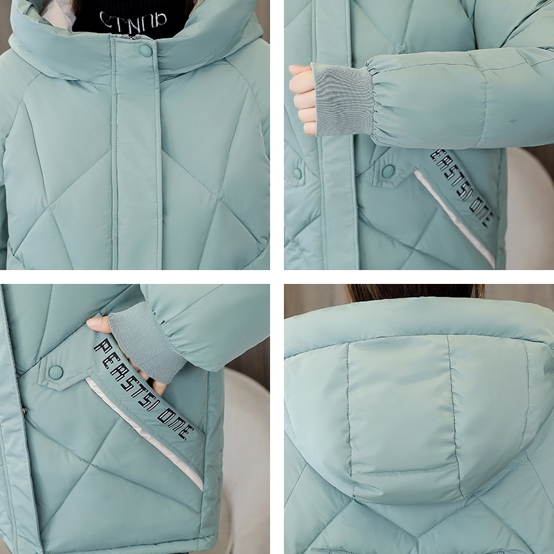 Women's Winter Jacket With Zipper Hooded Parkas Woman Padded Solid Casual Plus Size Thick Coat Female Cotton Outwear 201202